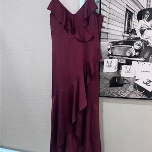 Express Burgundy Ruffle Dress